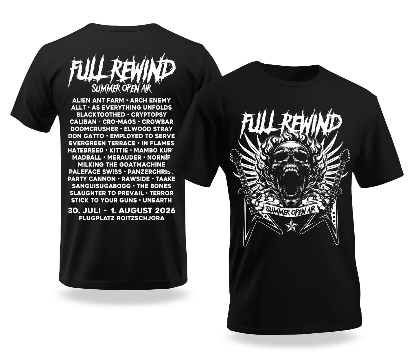 Full Rewind T-Shirt Festival 2026 Skull n Guitar